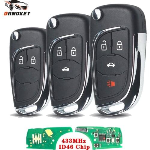 Dandkey 433Mhz ID46 Chip Modified Flip Key Uncut For Chevrolet Cruze Epica Lova Camaro Impala 2/3/4 Buttons Remote Control Key