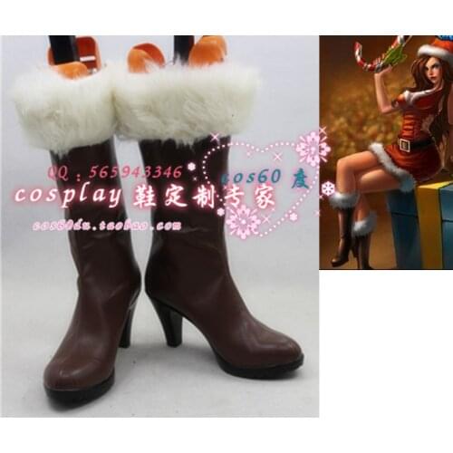 LOL Mistletoe LeBlanc Long Cosplay Shoes Boots S008