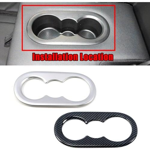 For Volkswagen VW Tiguan MK2 2017-2019 Rear Seat Water Cup Holder Cover Trim Carbon Fiber Printed Peach Wood Color