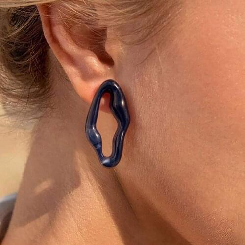 Dvacaman 2021 Trendy Colorful Transparent Acrylic Resin Geometric Irregular Stud Earrings for Women Vintage Jewelry Dropshipping