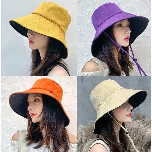 Double-sided Adult Cotton Fisherman Hat Unisex Fashion Simple Wild Sunhat Outdoor Travel Bucket Cap Beach Summer