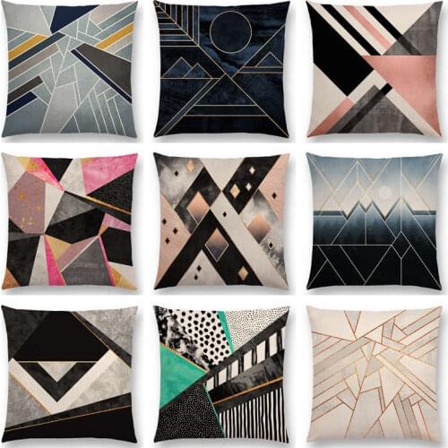 Hot Sale Colorful Blocks Layers Stripes Geometric Pattern Combination Diamond Lines Gorgeous Prints Cushion Sofa Throw Pillow