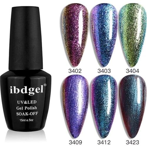 Ibdgel 6 pcs Gel Chameleon Color Changing UV LED Gel Polish Varnish Glitter Salon New Gel Nail Polish 15ml