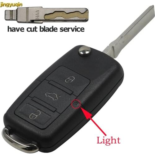 Jingyuqin 3 Buttons Foliding Flip Car Key Shell FOB for Volkswagen VW Golf Passat Polo Jetta Touran Bora Sharan Transporter