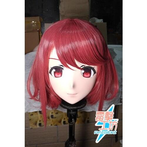 KM9182) Handmade Female Sweet Girl Resin Crossdress Outfit Cosplay Japanese Animegao Role Play Kigurumi Mask