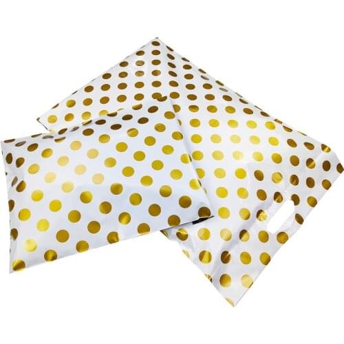 50pcs Golden Dots Handy Courier Bag Printed Poly Packaging Envelopes With Self Seal Courier Storage Bags Mailers Packaging Bag