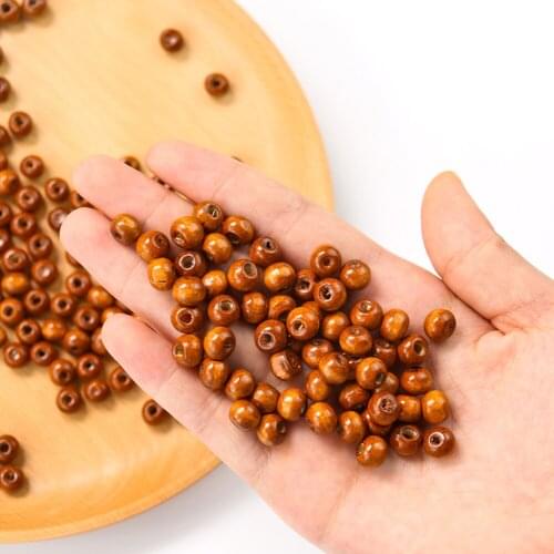 200pcs 7mm Natural Wood Loose Beads Round Brown Black DIY sweater chain woman man Jewelry Making Necklace Bracelet Accessories