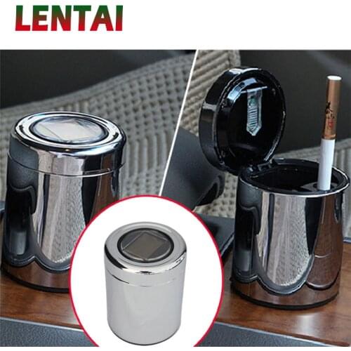 LENTAI For Skoda octavia a7 a5 2 rapid fabia superb Mitsubishi asx lancer Land Rover 1Pc Auto Car ashtray Solar LED Lamp Silver