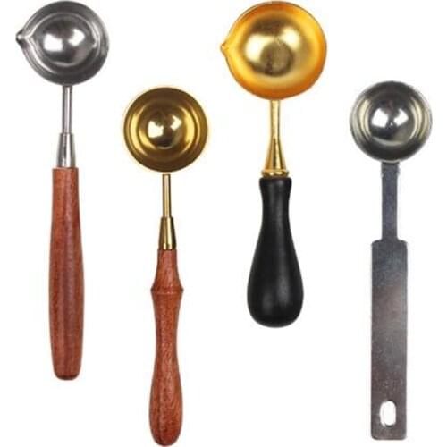 1pcs Hot Fashion Stainless Steel Spoon Wood Handle Length 12cm Hight Quality for Wax Seal Ancient Sealing Wax Tablet Pill Beads