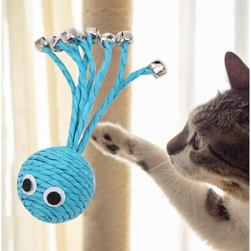 Cute Braided Octopus Shape Cat Toy with Bells Kitten Accessory Pet Supply