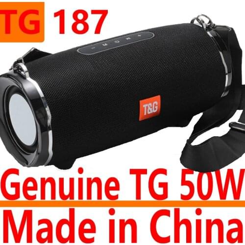Made in China 50W High Power Bluetooth Speaker TG187 Waterproof Portable Cylindrical PC Subwoofer Boom Music Center Support FM