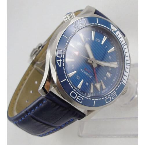 41mm white Automatic Men Watch Rubber Strap GMT Sapphire Crystal Seeing Back Luminous Dial Screw Crown