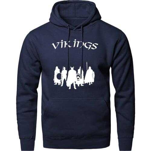 Men hooded new style drawstring hoodies popular vikings printed trend pattern slim fit fluffy fleece 2020 spring autumn jackets
