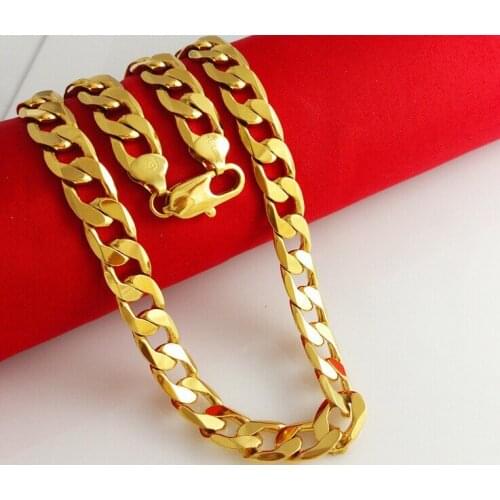 Wholesale factory price Brass Length:60CM Width:10MM High-quality Jewelry Real Chain Hiphop Rock Style Golden Golden Gilded