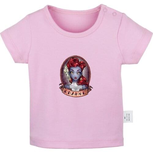 Retro Tattoo Girl Red Hair Change Pinup Art Design Newborn Baby T-shirts Toddler Graphic Solid Color Short Sleeve Tee Tops
