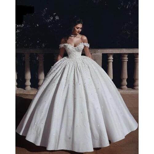Luxury White Long Lace Wedding Dress Ball Gown off shoulder Sweetheart Bridal Gowns Hot Dresses Bride wedding for women