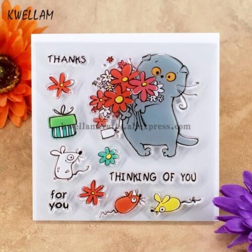 THANKS THINKING OF YOU Scrapbook DIY photo cards account rubber stamp clear stamp transparent stamp 10.5x10.5cm KW7050413