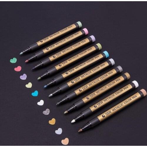 STA10 Colors Fine Metallic Markers Paint Pens for Rock Painting - Ceramic painting mark DIY Marker Pen Art Marker For Stationery