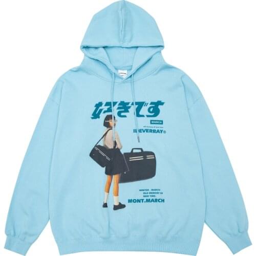 2021 Kpop Girl Poster Print Oversized Hoodies Men Harajuku Sweatshirt Cotton Japanese Kanji Green Hooded Pullover Women Jacket