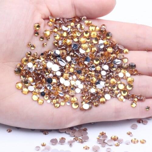 Topaz Glue On Resin Rhinestones 2-6mm Round Flatback Non Hotfix Diamonds DIY Crafts Fabric Bags Shoes Clothes Decoration