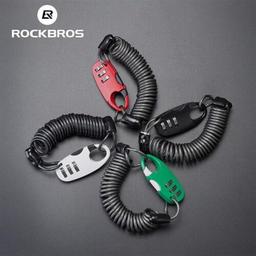 ROCKBROS Bicycle Lock Anti-theft Alloy Steel Stretch Motorcycle Cycle Bike Cable Lock MTB Helmet Password Lock Accessories