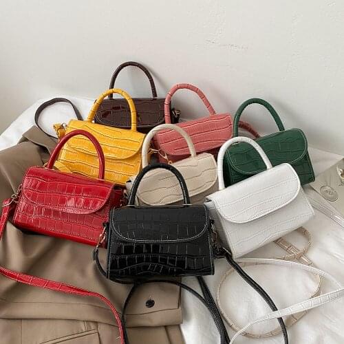 Vintage Women Alligator Pattern PU Leather Shoulder Crossbody Messenger Bag Casual Ladies Pure Color Small Top-handle Handbags