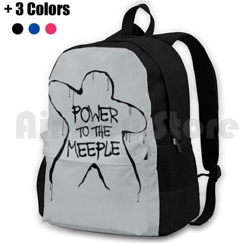 Power To The Meeple | Boardgames Outdoor Hiking Backpack Waterproof Camping Travel Rebellion Parody Boardgames Worker Placement
