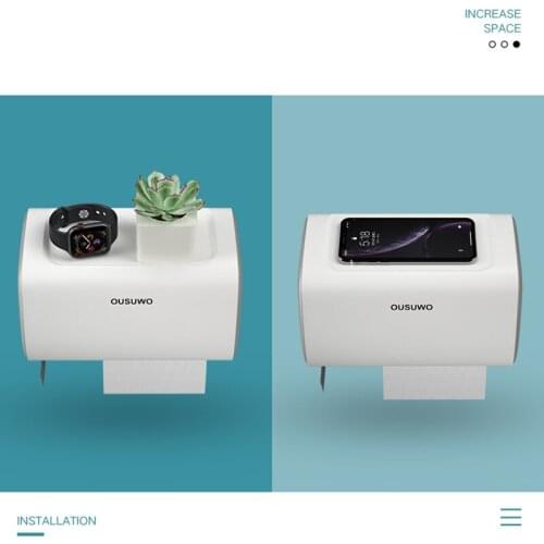 High quality Waterproof Wall Mount Toilet Paper Holder Shelf Toilet Paper Tray Roll Paper Tube Storage Box Creative Tray Tissue