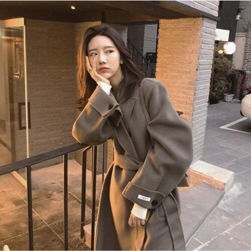 Wool Jacket Women 2020 Winter Coat Double-Sided Cashmere Overcoat Handmade Female High End X-Long Outerwear With Belt Clothes