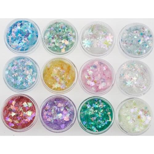 10g/bag Round And Star Shape Dream Mixed Glitter Powder Sequins Colorful Flakes 3D DIY Sliders Dust For Nail Art Decorations