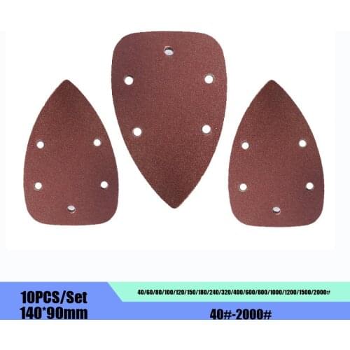 10PCS/Set 140*90mm Triangular Back Velvet Sandpaper Sheet Perforated Triangular Flocking Self-adhesive Sandpaper
