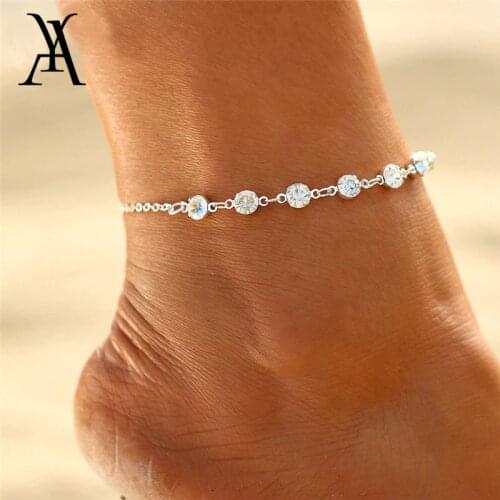 2018 Fashion Crystal Anklets For Women Gold Silver Color Boho Anklet Bracelet on the Leg Foot Bracelets Bohemian Jewelry New