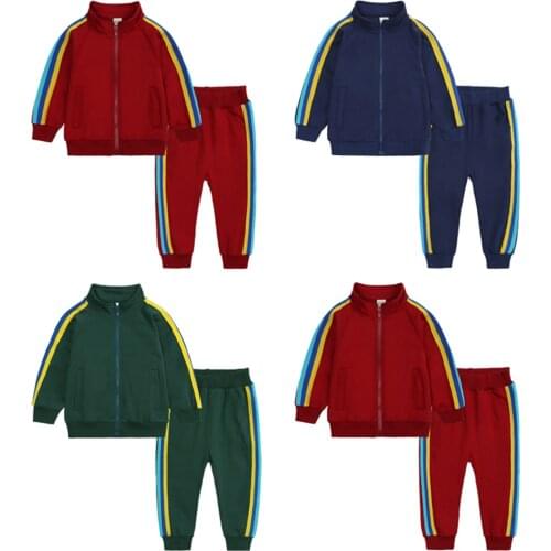 2021 Spring Baby Casual Tracksuit Children Boy Girl Cotton Zipper Jacket Pants 2Pcs/Sets Kids Leisure Sport Suit Infant Clothing