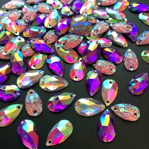 4 COLOR 48pcs 11x18mm Flat back purple Clear AB Gems Stones Crystals Rhinestones For cell mobile shell clothes Wedding decor diy