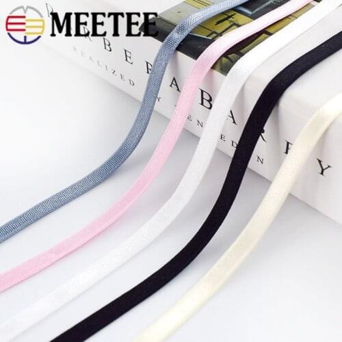 Meetee 21/44M 6mm Nylon Elastic Bands Bra Shoulder Strap for Underwear Belt Tape Lace Trim DIY Sewing Clothing Accessories EB041