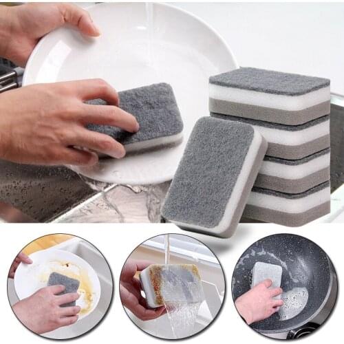 5pcs Pot Washing Sponges Double-sided High-quality Remove Grease Plates Dish Cleaning Cloth Household Kitchen Cleaning Accessory