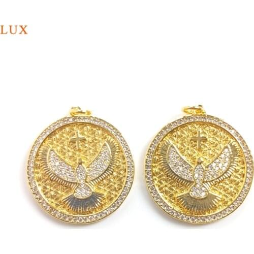 5pcs Eagle Badge Gold Brass Atlanta Pendant Necklaces For Women Brave and Luck Amulet Gold Hawks Pendant Animal Jewelry Finding