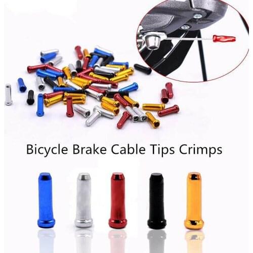 50pcs mountain bike parts brake line head end cover variable speed brake line core hat aluminum alloy cap colored metal tail cap