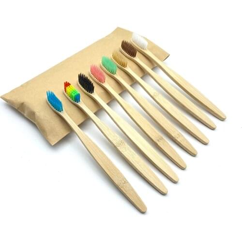8 Pcs Natural Colorful Toothbrush Eco Soft Bristle Bamboo Toothbrush Bamboo Charcoal Vegan Tooth Dental Oral Care Plastic Free
