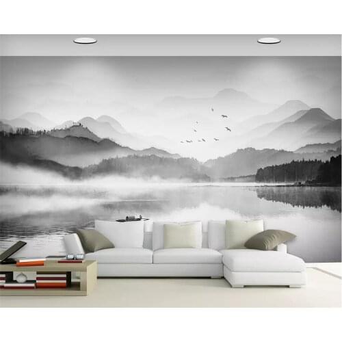 Beibehang Custom wallpaper black and white wallpaper landscape murals home decoration TV background wall living room wallpaper