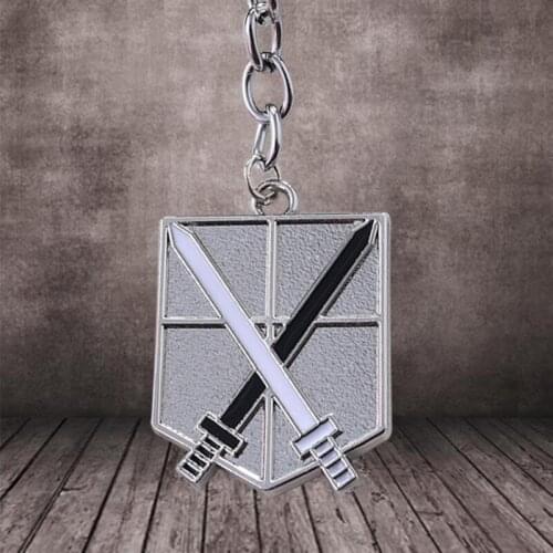 Cosplay Anime Attack-On-Titan Keychain Corps Military Police Garrison Regiment Logo Pendant Key Chain Car Keyring Jewelry