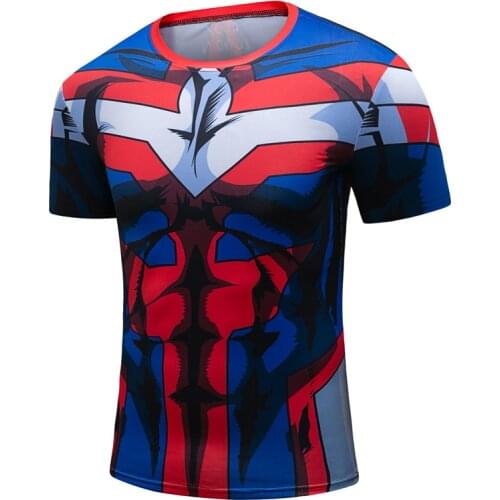 Fitness Quick drying Tights 3D Printed T shirts Men Compression Shirts Short Sleeve Comics Cosplay Costume Punk Style Tops Male