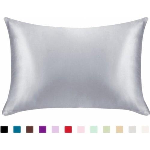 Pillow Case Imitation Silk Pillowcase with Zipper Bed Pillow Cover for Bed Supplies (without Pillow Inner)