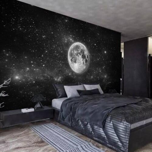 Star sky moon earth decorative wallpaper childrens room toy room bedroom living room sofa TV background wall decorative mural