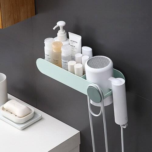 Hands Free Hair Dryer Holder Storage Box Curling Iron Shelf For Bathroom Organizer Storage Rack Bathroom Accessories Set Home