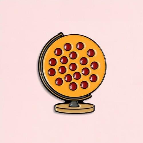 Pizza Globe Enamel Pin Creative Red Beans Badge Brooch Denim Jean Clothes Fashion Food Jewelry gift for Friends Men Women