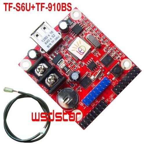 TF-S6U+TF-910BS Brightness Sensor Brightness module 1280*16 640*32 1*HUB08 & 2*HUB12 Single & Dual color USB LED controller card