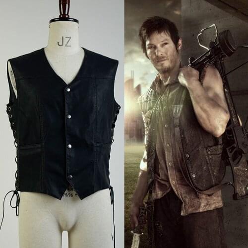 The Walking Dead Governor Daryl Dixon Angle Wings Cosplay Costume Adult Men Vest Jacket Free Shipping Tops