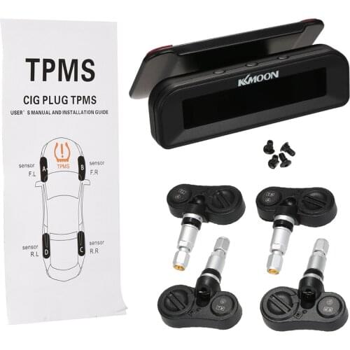 KKmoon TPMS Tire Pressure Monitoring System Wireless Real-time Solar Energy LCD Display 4 External Sensors Alarm Function