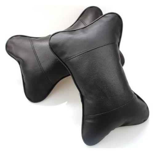 2 Pieces New Arrival Car Neck Pillows Both Side Pu Leather Single Headrest Fit For Most Cars Filled Fiber Universal Car Pillow